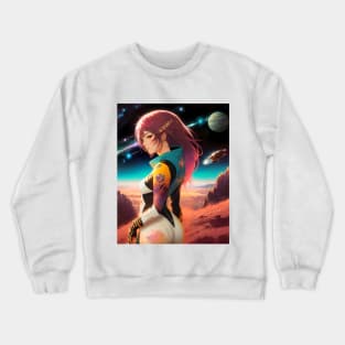 Abstract Space Anime Style Girl, Sticker, Tshirt and Accessories Crewneck Sweatshirt